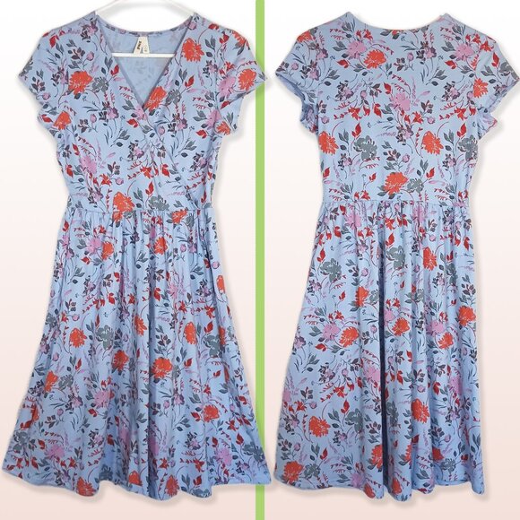 Pact Organic Cotton Fit & Flare Crossover Dress Wrap Front Size S NWOT - Picture 1 of 12